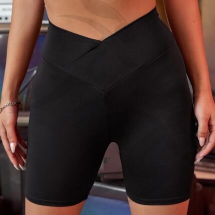 Trqsons Sports custom Over Lap Waistband Solid Biker Short for Gym Yoga or casual wear.
